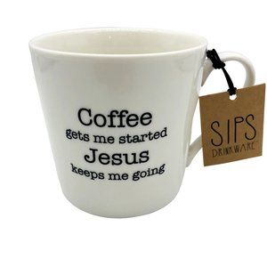 Creative Brands Cafe Mug Cup Inspirational White Porcelain 14 oz.